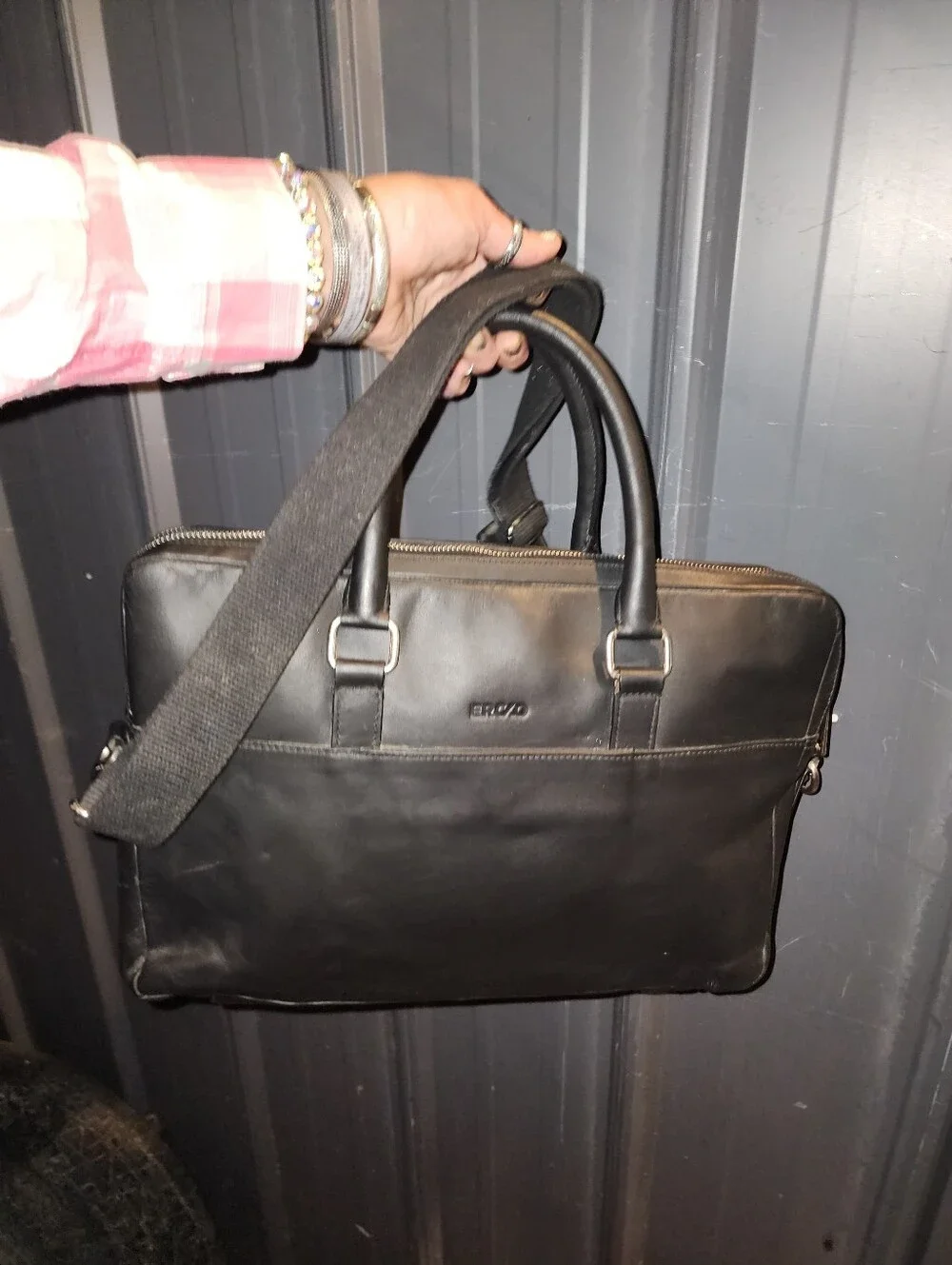 ERCO (Designed in Sweden) Genuine Top Grain Leather Briefcase Black Nice Bag!